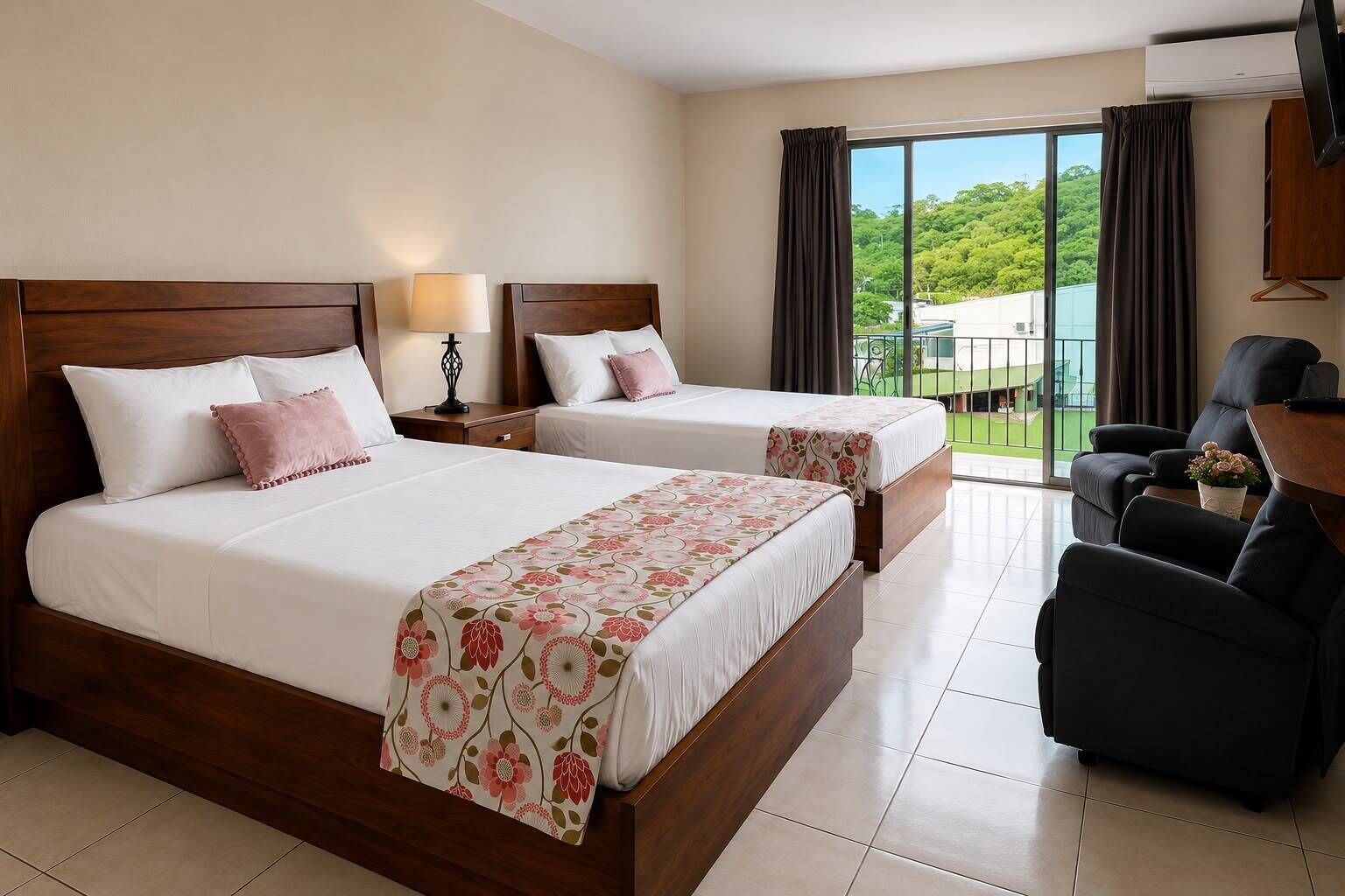 Comfort Double Room, 2 Queen Beds, Balcony, City View | Premium bedding, Select Comfort beds, in-room safe, laptop workspace