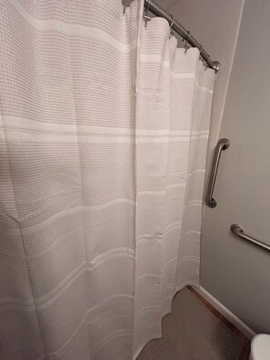 Shower, towels, toilet paper