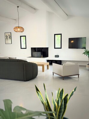 TV, fireplace - Contemporary villa in the heart of the Alpilles (Eyguières,)