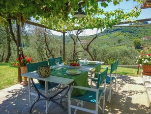 Outdoor dining - Hillside apartment with pool and view near Lucca (San Lorenzo di Moriano)