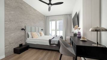 Desk, iron/ironing board, travel crib, WiFi