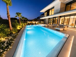 Outdoor pool - 6BR Lamborghini Luxury Villa | Cinema, Spa & Pool (Dubai)