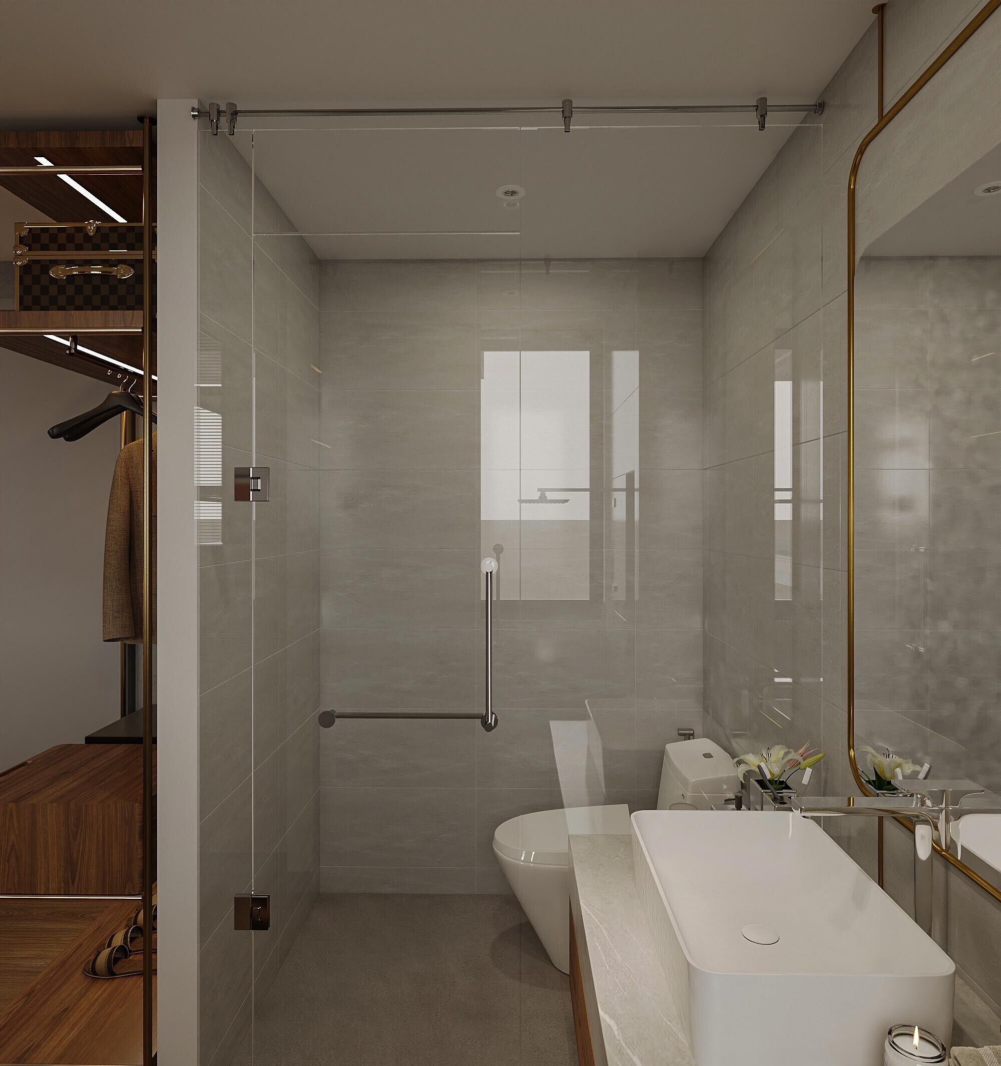 Superior Studio | Bathroom | Deep soaking tub, rainfall showerhead, designer toiletries, hair dryer