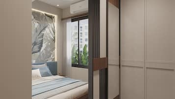 Deluxe Double Room, City View | In-room safe, desk, laptop workspace, iron/ironing board