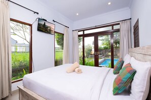 Villa, balcon, vue jardin