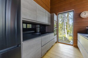Jääkaappi, mikroaaltouuni, uuni, liesi
