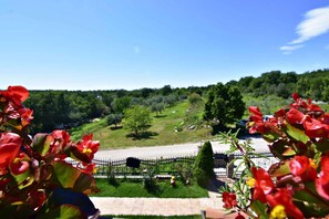 A view of a green landscape with a fence and trees. - Countryside oasis in Valica (Umag)