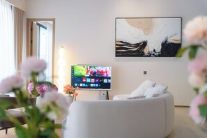 Villa Deluxe, vistas a la piscina | Zona de estar