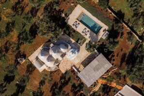 Aerial view - TD Trullo Lumina Boutique Luxury Trulli With Pool (Ostuni)