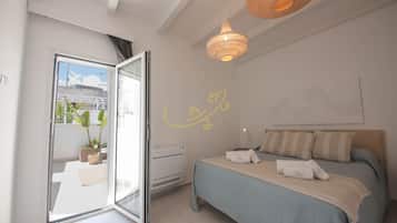 Apartamento (1 Bedroom) | 1 quarto, ferros/tábuas de passar roupa, roupa de cama