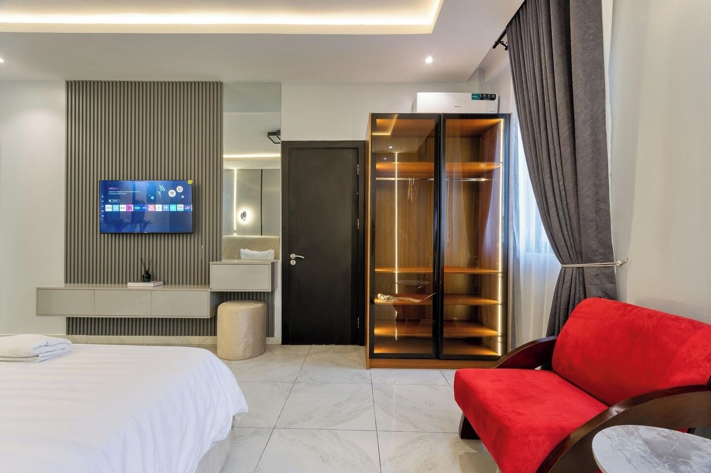 In-room safe, desk, laptop workspace, blackout drapes