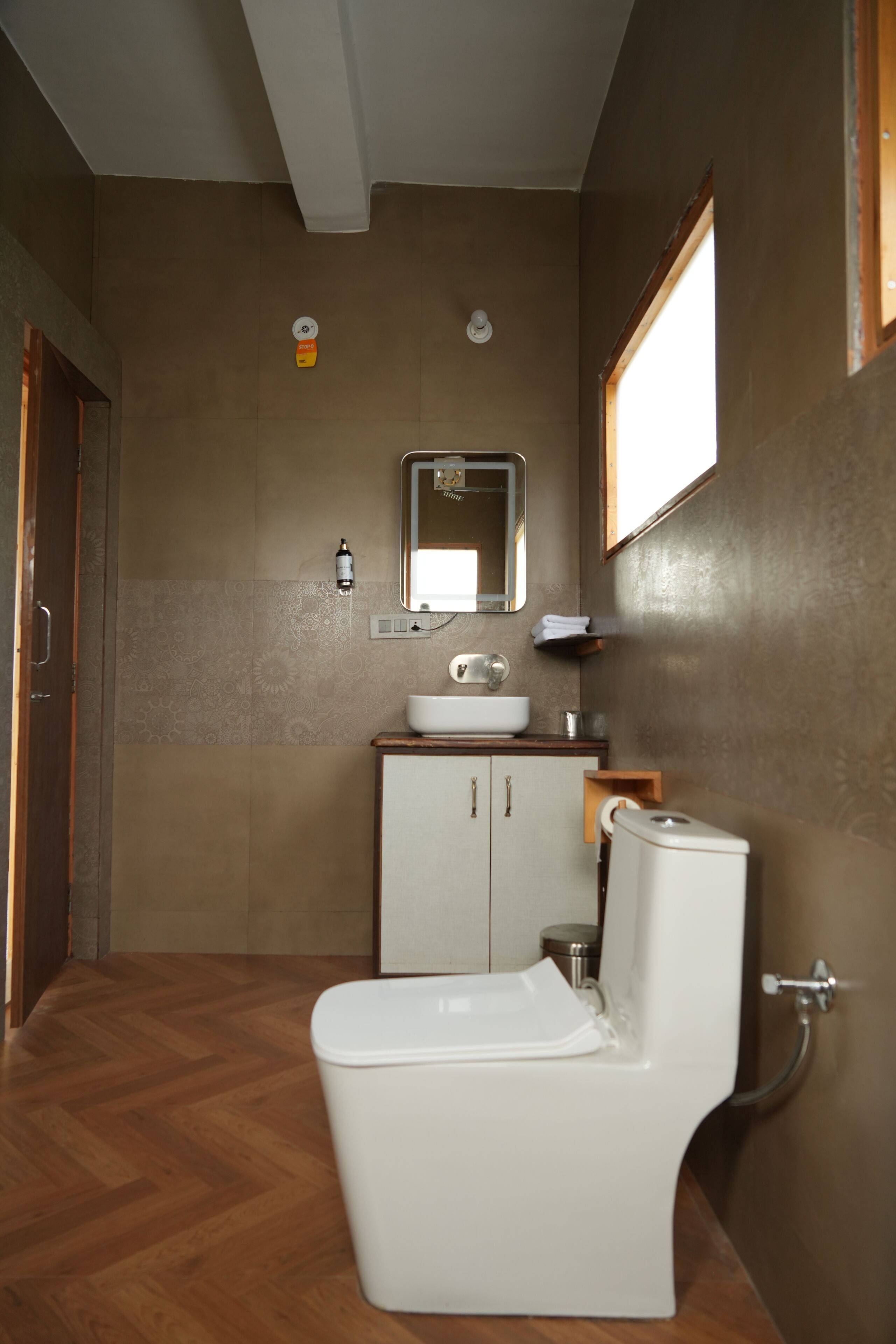 Eco-friendly toiletries, bidet, towels, soap