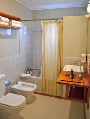 Standard Double or Twin Room | Bathroom | Shower, hair dryer, towels, soap
