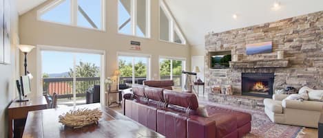 Smart TV, fireplace, video games, foosball