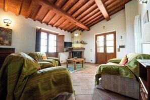 Televisión y chimenea 