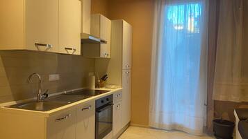 Fridge, oven, stovetop, cookware/dishes/utensils