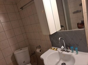 Douche, serviettes fournies, savon, papier toilette