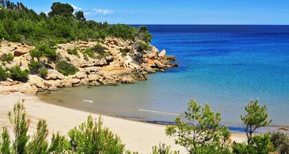 Design 3-bedroom chalet 10-min walk to the beach with studio-office by the pool