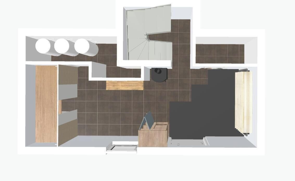 A bathroom layout with a shower, toilet, sink, and a mirror.