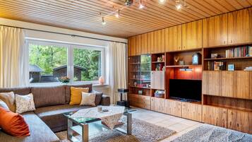 Fernseher, Kamin, DVD-Player, Stereoanlage