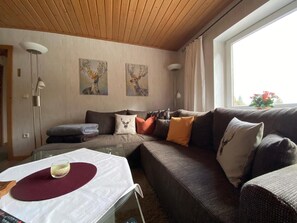 Fernseher, Kamin, DVD-Player, Stereoanlage