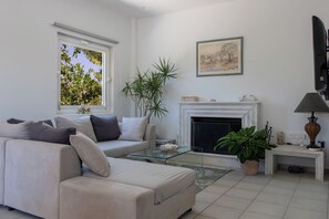Smart TV, fireplace, books, stereo - Serenity villa close to the beach @Sounio (Κάτω Ποσειδωνία)