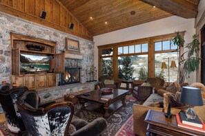 TV, fireplace - KBM Resorts | The Lookout | Pool Table, Wood Burning Fireplace, 2 Family Rooms, Views, Winter Shuttle to Silver Lake! PLO-6599 (Park City)