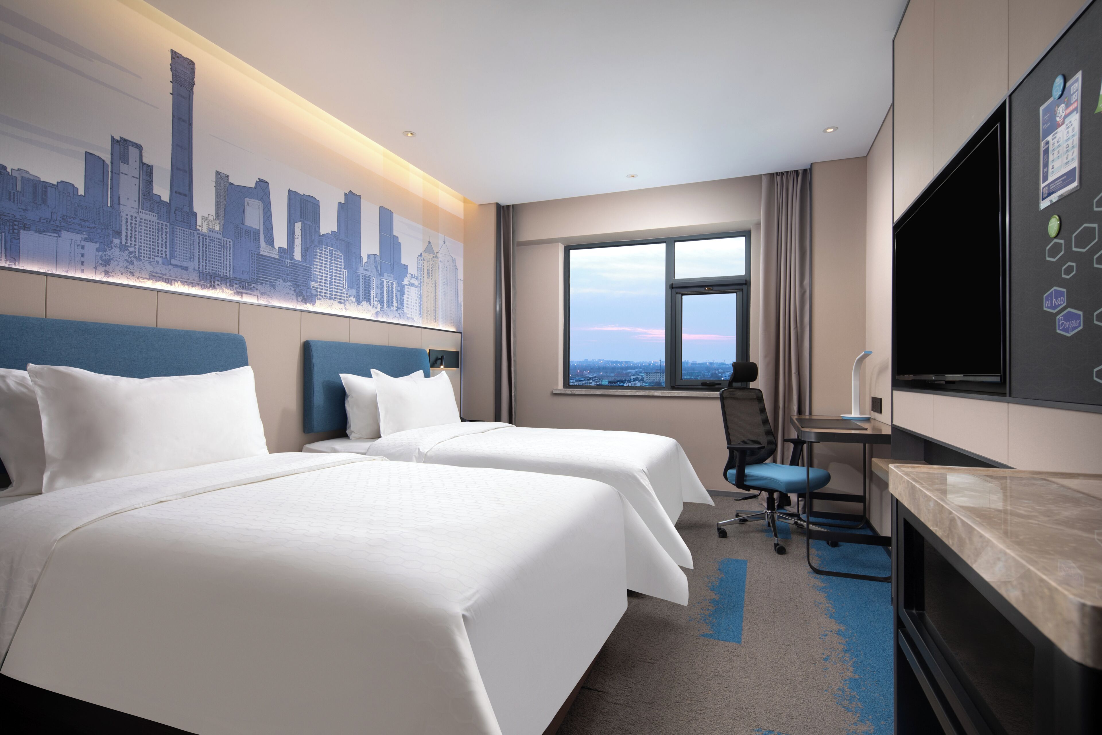 In-room safe, desk, laptop workspace, blackout curtains