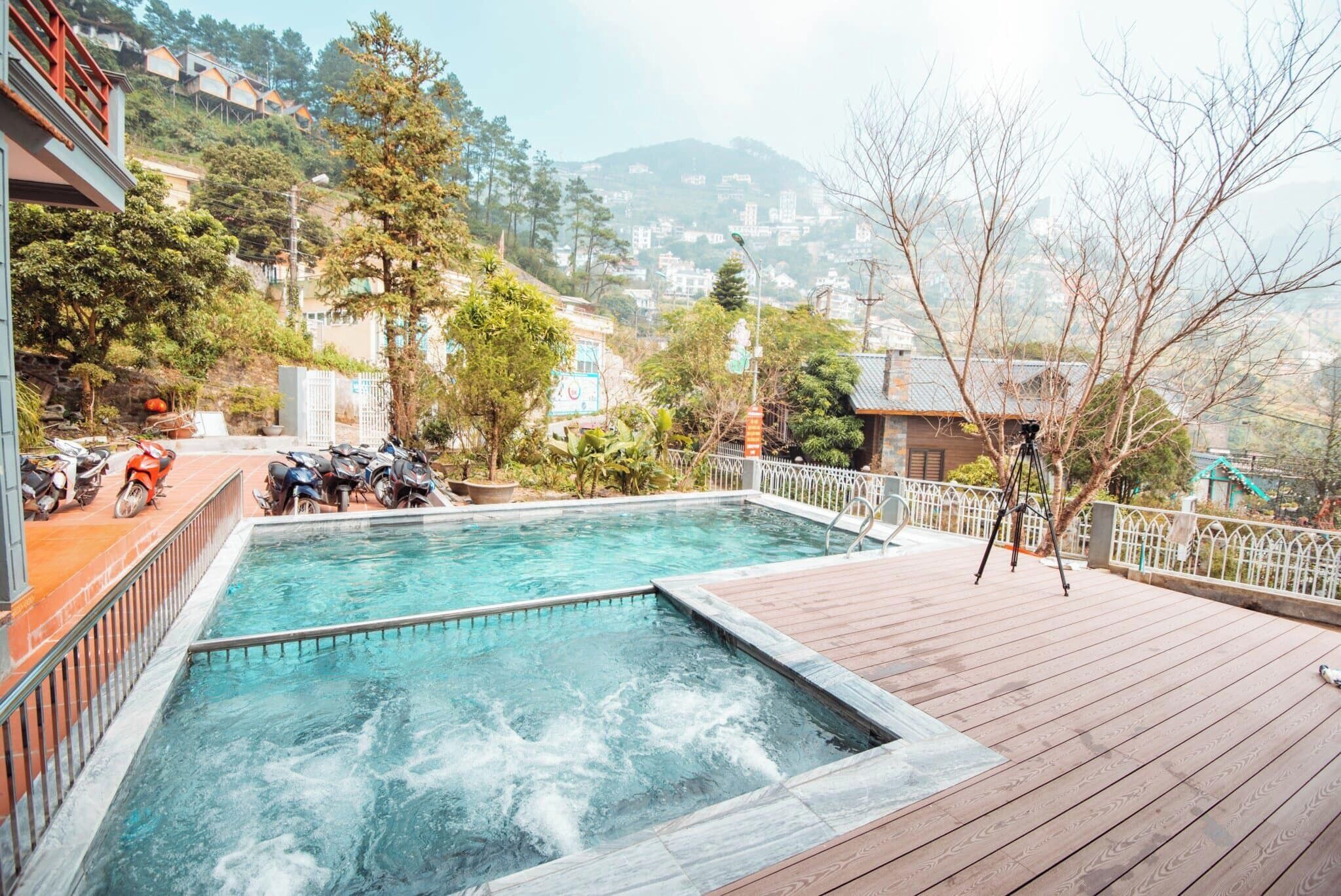 Indoor pool, outdoor pool, pool umbrellas, pool loungers