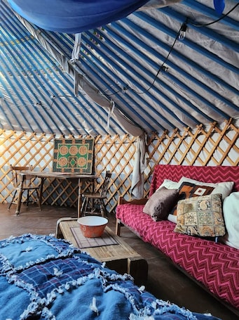 Fireplace. COTC - The Coulee Yurt - Suite