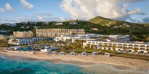 On the beach, sun-loungers, beach towels - TRUE OCEANFRONT 3BR at Dawn Beach Club-Direct Beachfront Balcony- Sint Maarten (Philipsburg)