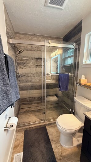Shower, hair dryer, towels, soap - 3-bedroom house in peaceful Boise with cool AC and charm.  Biker's Paradise! (Boise)