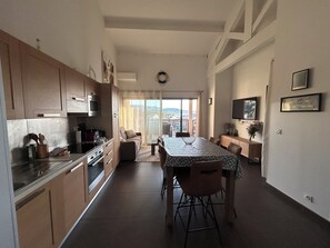 Interior - 3-Bedroom Apartment—Top Floor—Terrace—Pool—View of Downtown, Mountains, and the Ocean (Porto-Vecchio)