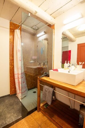 Shower, hair dryer, towels - LE GITE DE GRANADE - BARJAC (BARJAC)