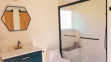 Shower, soap, toilet paper