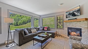 TV, fireplace