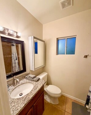 Shower, hair dryer - The Green Door - Historic PHX 2BR + Office Retreat (Phoenix)