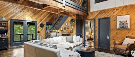 Smart TV, fireplace, video games, foosball