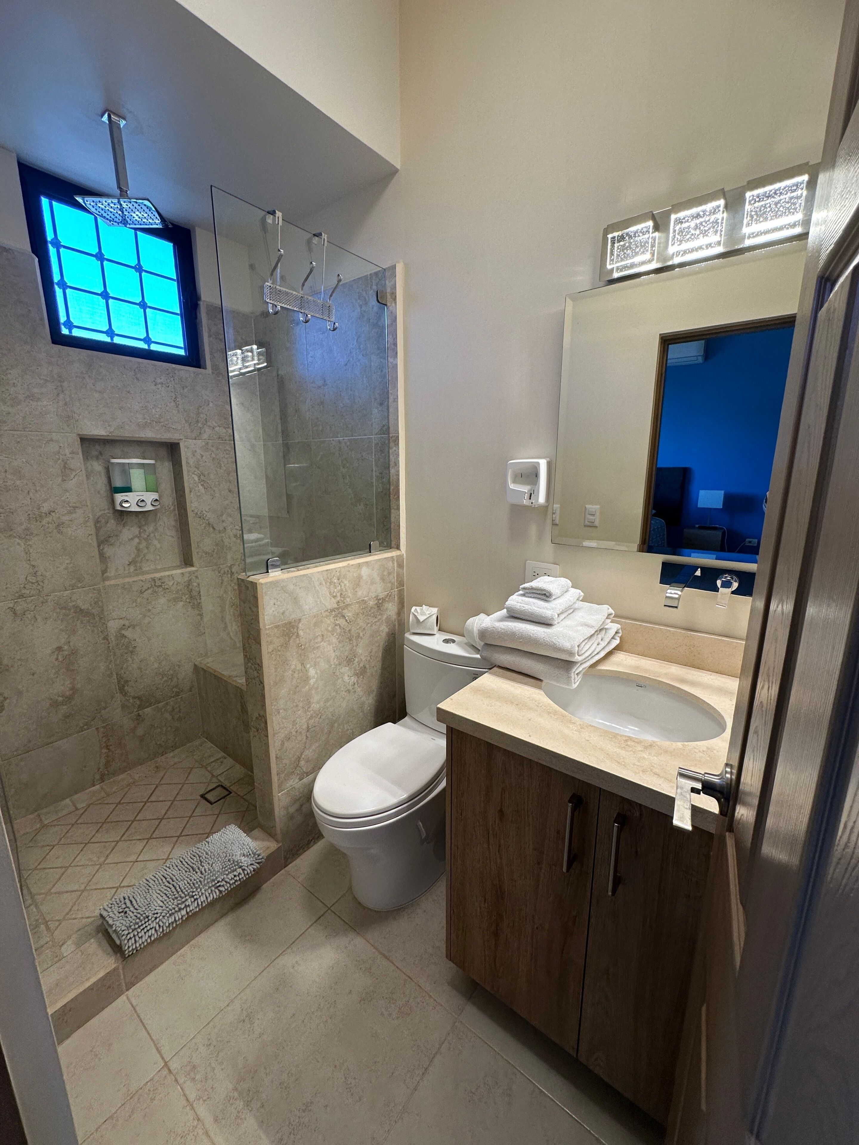 Dusche, Haartrockner, Bidet, Handtücher