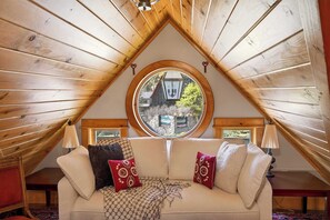 TV, fireplace - Cabin Across from HoliMont, Creek-Side Back Deck (Ellicottville)