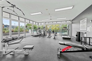 Fitness facility - Spacious 3BR Retreat | Pool, Gym & Parking (Bowen Hills)