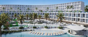 A modern hotel with multiple balconies, a pool area, and outdoor seating. - Oikos Maragogi Resort - GAV Resorts (Maragogi)