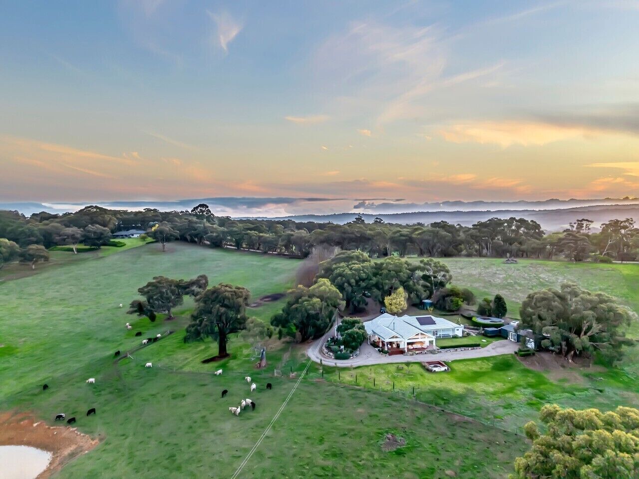 Expansive countryside views across 15 private acres.