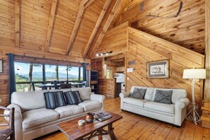 Smart TV, fireplace - 2 Cabins + 2 Hot Tubs + Fire Pit | Smokies Views | Elianah's & Maggie's Cabin (Townsend)