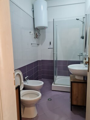 Dusche, Haartrockner, Bidet, Handtücher