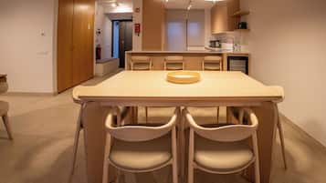 Superior Apartment, Garden View | Private kitchen | Espresso maker, full-sized fridge, microwave, oven