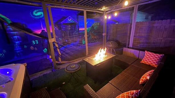 Unclassified image, 1 of 37, button - Neon Jungle Hideaway | Hot Tub | 5 Bedroom (Louisville)