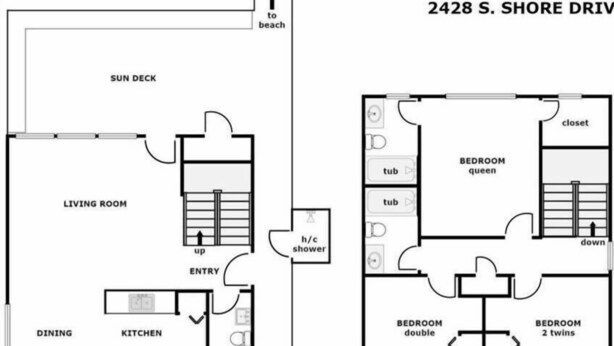 Floor plan - Marble Winds with a large, oceanfront sundeck with impressive views and built-in (Surf City)
