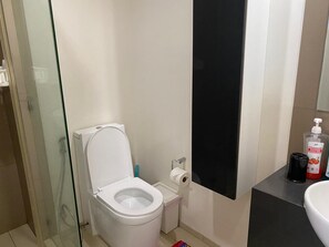 Haartrockner, Handtücher, Seife, Toilettenpapier