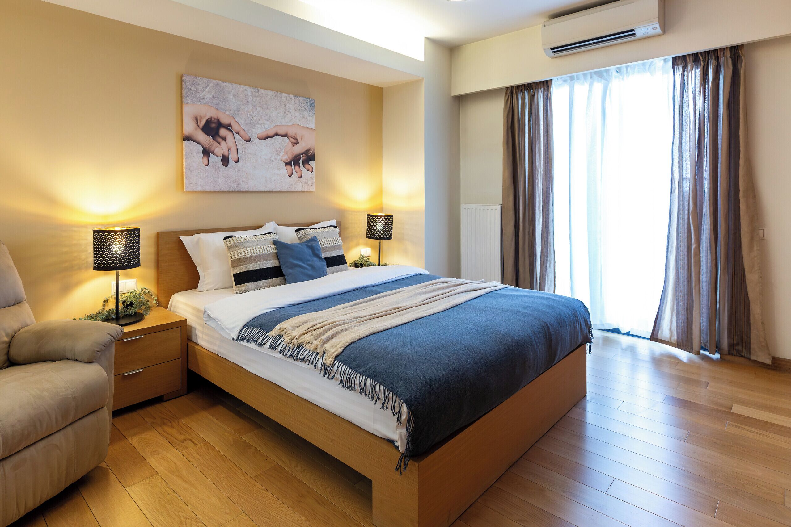Blackout curtains, iron/ironing board, free WiFi, bed sheets